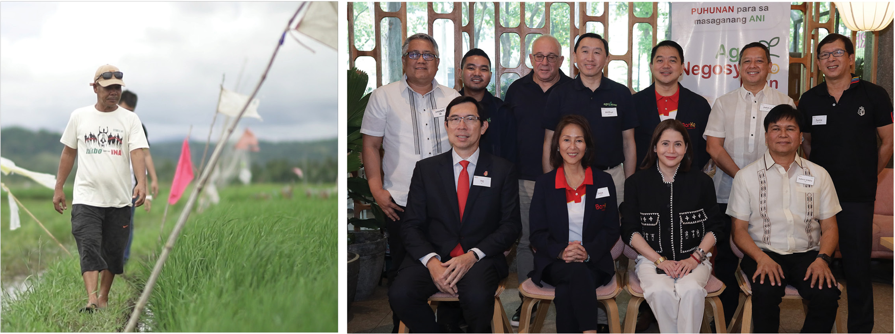 (Left) BanKo and Agrilever hope to help more farmers by enhancing their agricultural practices and providing affordable financial solutions; (right) at the launch of the partnership are (seated, from left) BPI President and CEO TG Limcaoco, BanKo Chairman Jojo Ocampo, BSP Deputy Governor Bernadette Romulo-Puyat, and NIA Administrator Eduardo Guillen, together with (standing, from left) DA Director Junibert De Sagun, Agrilever President Ruel Amparo, Board Chairman Yoav Schwalb, and Advisory Board Chairman Arthur Yap, BanKo President Rod Mabiasen, BPI Institutional Banking Head John-C Syquia, and BPI Capital President Junie Veloso