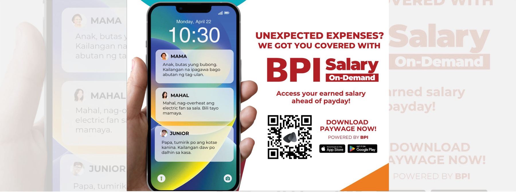 BPI's corporate payroll clients can extend the bank's Salary On-Demand service to their employees using the PayWage app.