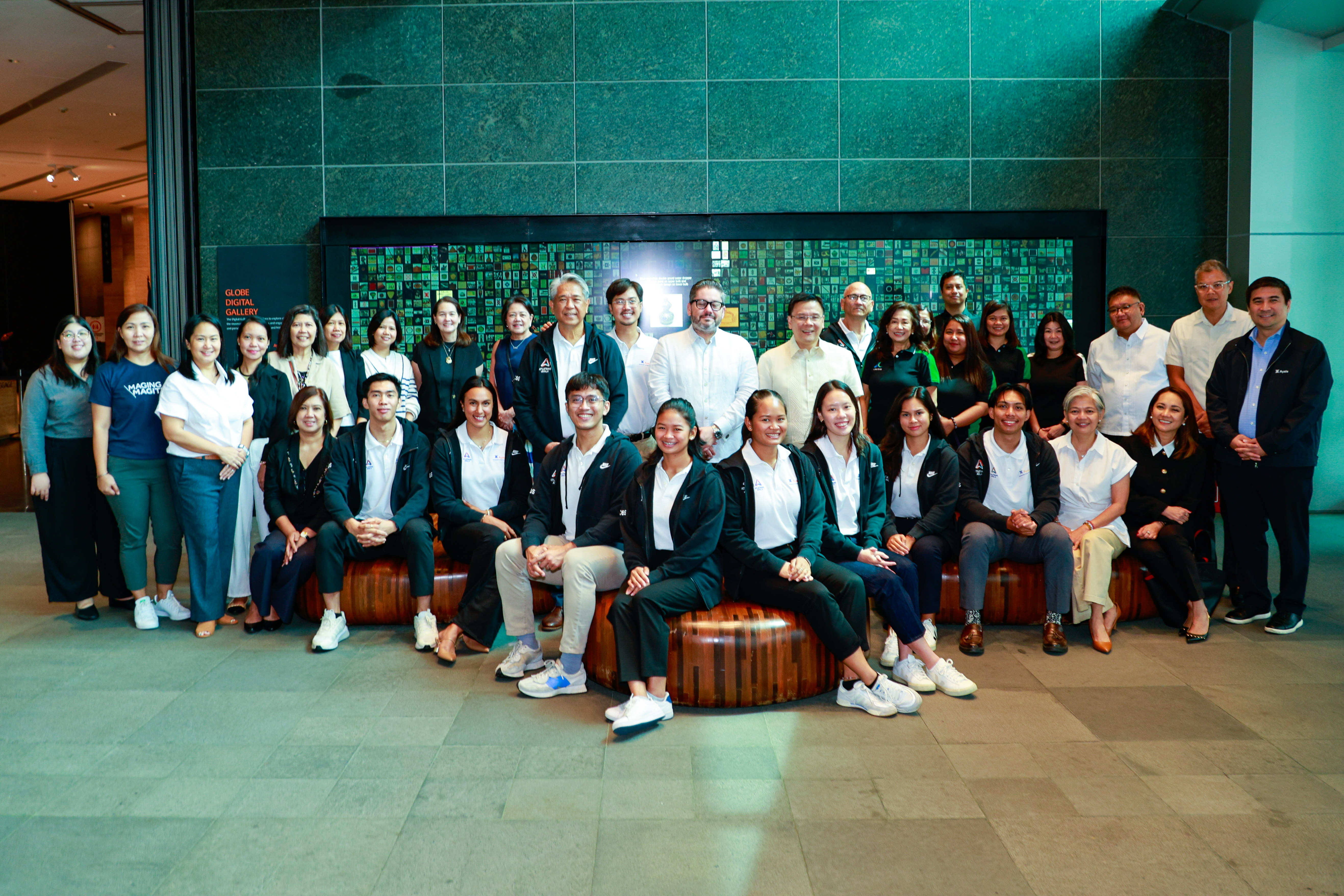 The Atletang Ayala athletes with Ayala group officers led by Ayala Chief HR Officer Paco Romero Milán; AFI President Tony Lambino; ALI Chief HR Officer Isabel Sagun and Head of Human Resources - Corporate Rico Manuel; AFI CFO Felipe Estrella; AMPC General Manager Pinky Picache; and Atletang Ayala program team members Jim Villegas, Jan Bengzon, Xavi Virata, and Cel Amores