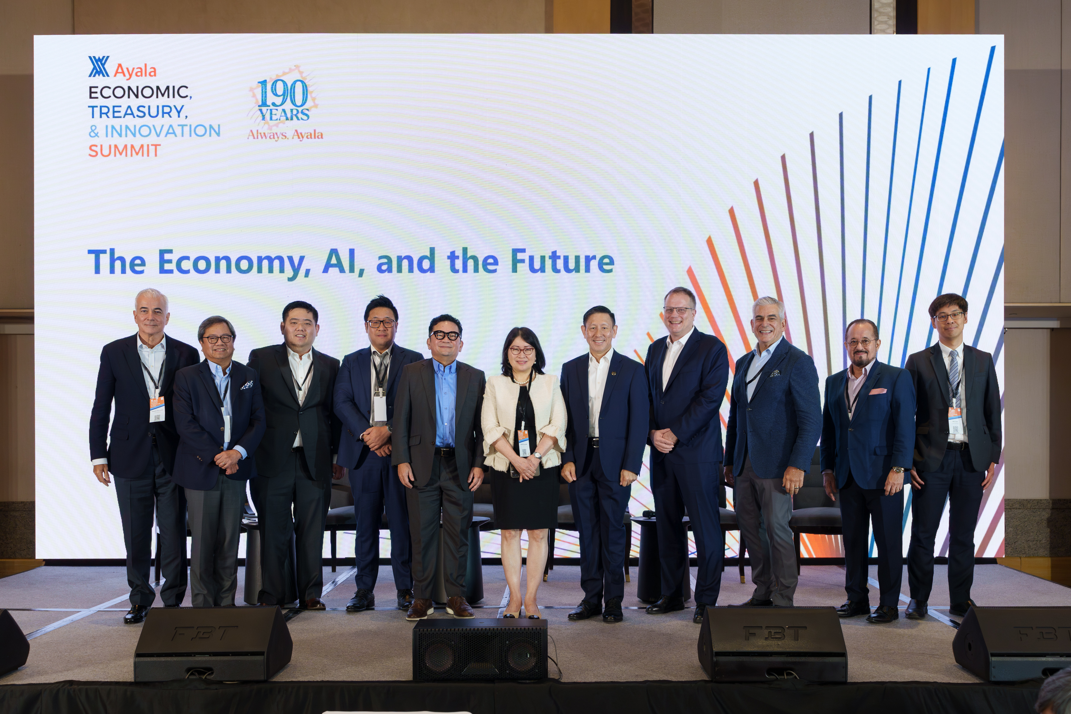 Fernando Zobel de Ayala, AC President and CEO Cezar P. Consing and Corporate Strategy and Development Group Head Mark Robert Uy, Access Partnership Singapore Director Marcus Ng, IT and Business Process Association of the Philippines CEO Jack Madrid, Trade Undersecretary Rafaelita Aldaba, Singtel Singapore CEO Ng Tian Chong, Citi Managing Director and Head of Investment Banking for Asia North & Australia and Asia South Jan Metzger, Jaime Augusto Zobel de Ayala, AC CFO Albert de Larrazabal, and AC Data Science and Artificial Intelligence Group Head Karl Kendrick Chua