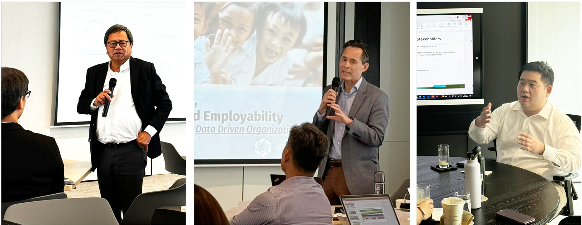 Ayala President and CEO Bong Consing, iPeople COO Fred Ayala, and Ayala Corporate Strategy and Business Development Group Head Mark Uy